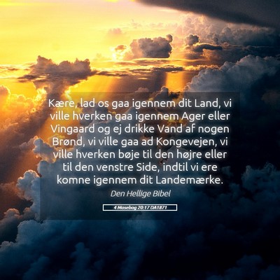 Picture 05 - 4 Mosebog 20:17 DA1871 - Kære, lad os gaa igennem dit Land, vi ville - Bible Verse Picture
