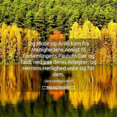 Picture 05 - 4 Mosebog 20:6 DA1871 - Og Mose og Aron kom fra Menighedens Ansigt til - Bible Verse Picture
