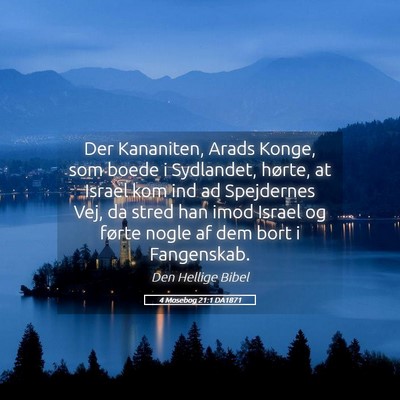Picture 05 - 4 Mosebog 21:1 DA1871 - Der Kananiten, Arads Konge, som boede i - Bible Verse Picture