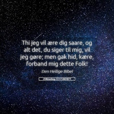 Picture 05 - 4 Mosebog 22:17 DA1871 - Thi jeg vil ære dig saare, og alt det, du siger - Bible Verse Picture