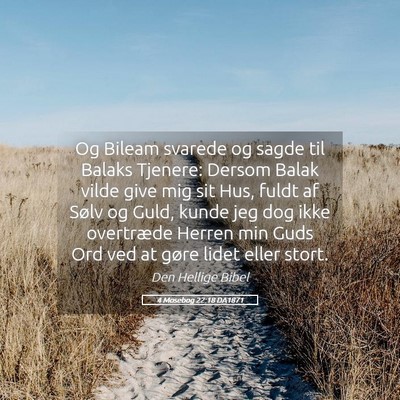 Picture 05 - 4 Mosebog 22:18 DA1871 - Og Bileam svarede og sagde til Balaks Tjenere: - Bible Verse Picture