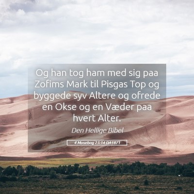 Picture 05 - 4 Mosebog 23:14 DA1871 - Og han tog ham med sig paa Zofims Mark til Pisgas - Bible Verse Picture