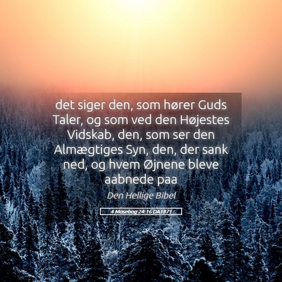 Picture 05 - 4 Mosebog 24:16 DA1871 - det siger den, som hører Guds Taler, og som ved - Bible Verse Picture