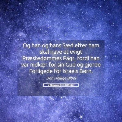 Picture 05 - 4 Mosebog 25:13 DA1871 - Og han og hans Sæd efter ham skal have et evigt - Bible Verse Picture