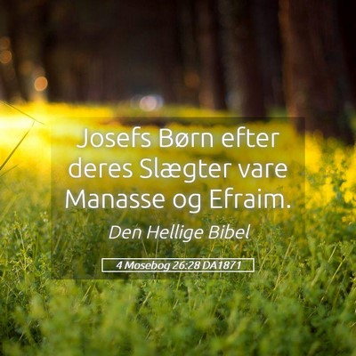 Picture 05 - 4 Mosebog 26:28 DA1871 - Josefs Børn efter deres Slægter vare Manasse og - Bible Verse Picture