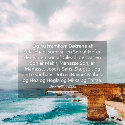Picture 05 - 4 Mosebog 27:1 DA1871 - Og nu fremkom Døtrene af Zelafehad, som var en - Bible Verse Picture