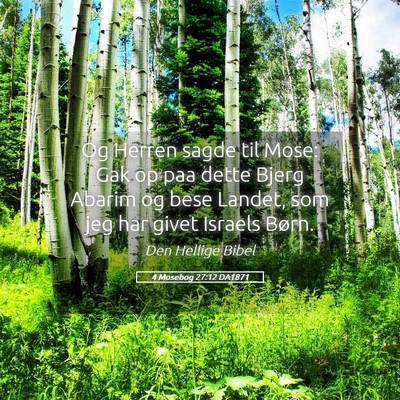 Picture 05 - 4 Mosebog 27:12 DA1871 - Og Herren sagde til Mose: Gak op paa dette Bjerg - Bible Verse Picture