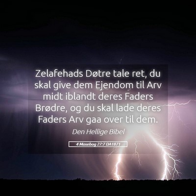 Picture 05 - 4 Mosebog 27:7 DA1871 - Zelafehads Døtre tale ret, du skal give dem - Bible Verse Picture