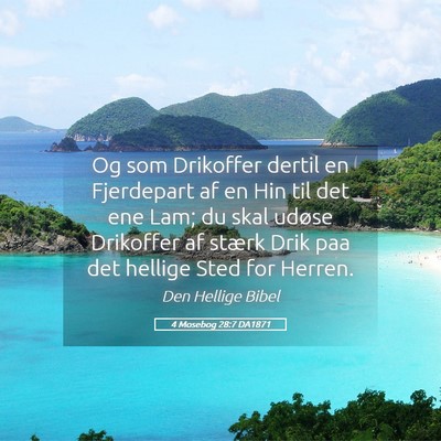 Picture 05 - 4 Mosebog 28:7 DA1871 - Og som Drikoffer dertil en Fjerdepart af en Hin - Bible Verse Picture