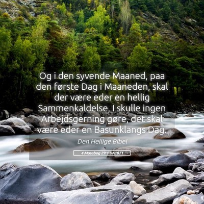 Picture 05 - 4 Mosebog 29:1 DA1871 - Og i den syvende Maaned, paa den første Dag i - Bible Verse Picture