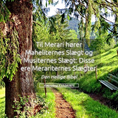 Picture 05 - 4 Mosebog 3:33 DA1871 - Til Merari hører Maheliternes Slægt og - Bible Verse Picture