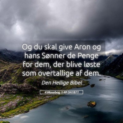 Picture 05 - 4 Mosebog 3:48 DA1871 - Og du skal give Aron og hans Sønner de Penge for - Bible Verse Picture