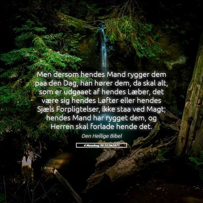 Picture 05 - 4 Mosebog 30:13 DA1871 - Men dersom hendes Mand rygger dem paa den Dag, - Bible Verse Picture