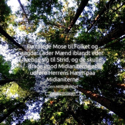 Picture 05 - 4 Mosebog 31:3 DA1871 - Da talede Mose til Folket og sagde: Lader Mænd - Bible Verse Picture