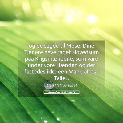 Picture 05 - 4 Mosebog 31:49 DA1871 - og de sagde til Mose: Dine Tjenere have taget - Bible Verse Picture