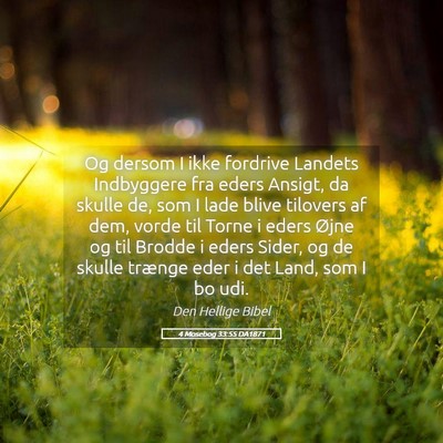 Picture 05 - 4 Mosebog 33:55 DA1871 - Og dersom I ikke fordrive Landets Indbyggere fra - Bible Verse Picture