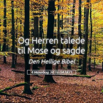 Picture 05 - 4 Mosebog 34:16 DA1871 - Og Herren talede til Mose og - Bible Verse Picture