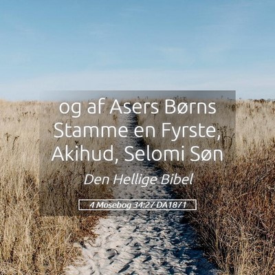 Picture 05 - 4 Mosebog 34:27 DA1871 - og af Asers Børns Stamme en Fyrste, Akihud, - Bible Verse Picture