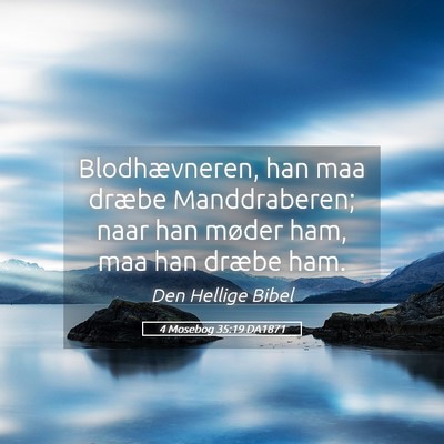 Picture 05 - 4 Mosebog 35:19 DA1871 - Blodhævneren, han maa dræbe Manddraberen; naar - Bible Verse Picture