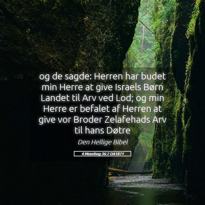 Picture 05 - 4 Mosebog 36:2 DA1871 - og de sagde: Herren har budet min Herre at give - Bible Verse Picture