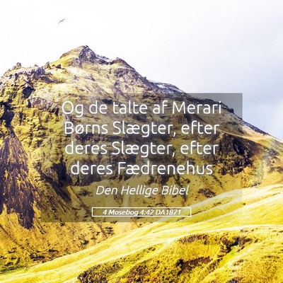 Picture 05 - 4 Mosebog 4:42 DA1871 - Og de talte af Merari Børns Slægter, efter - Bible Verse Picture