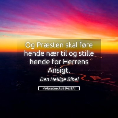Picture 05 - 4 Mosebog 5:16 DA1871 - Og Præsten skal føre hende nær til og stille - Bible Verse Picture