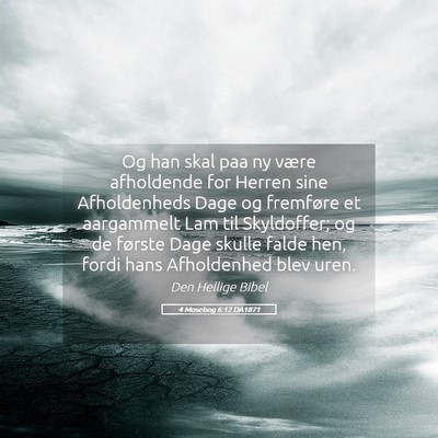 Picture 05 - 4 Mosebog 6:12 DA1871 - Og han skal paa ny være afholdende for Herren - Bible Verse Picture