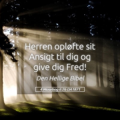 Picture 05 - 4 Mosebog 6:26 DA1871 - Herren opløfte sit Ansigt til dig og give dig - Bible Verse Picture