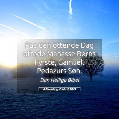 Picture 05 - 4 Mosebog 7:54 DA1871 - Paa den ottende Dag ofrede Manasse Børns Fyrste, - Bible Verse Picture