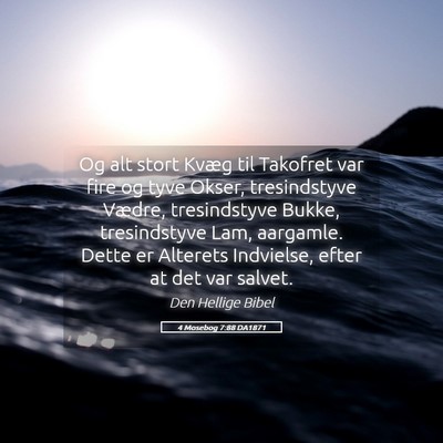 Picture 05 - 4 Mosebog 7:88 DA1871 - Og alt stort Kvæg til Takofret var fire og tyve - Bible Verse Picture