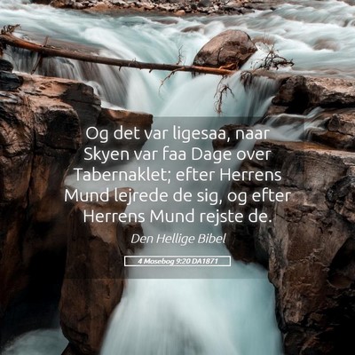 Picture 05 - 4 Mosebog 9:20 DA1871 - Og det var ligesaa, naar Skyen var faa Dage over - Bible Verse Picture