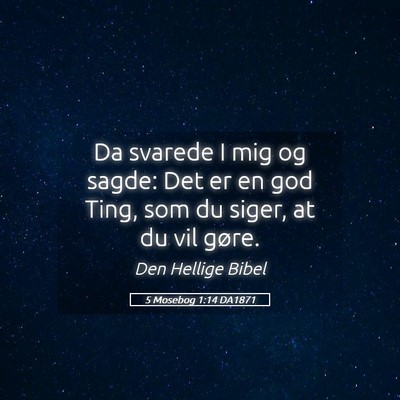 Picture 05 - 5 Mosebog 1:14 DA1871 - Da svarede I mig og sagde: Det er en god Ting, - Bible Verse Picture