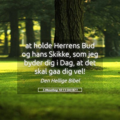 Picture 05 - 5 Mosebog 10:13 DA1871 - at holde Herrens Bud og hans Skikke, som jeg - Bible Verse Picture