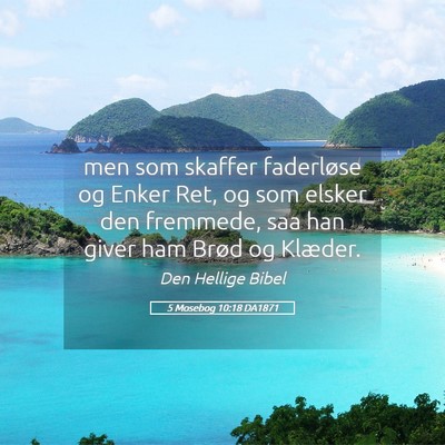 Picture 05 - 5 Mosebog 10:18 DA1871 - men som skaffer faderløse og Enker Ret, og som - Bible Verse Picture