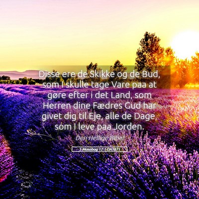 Picture 05 - 5 Mosebog 12:1 DA1871 - Disse ere de Skikke og de Bud, som I skulle tage - Bible Verse Picture