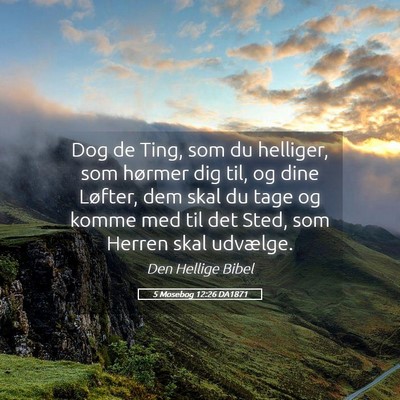 Picture 05 - 5 Mosebog 12:26 DA1871 - Dog de Ting, som du helliger, som hørmer dig - Bible Verse Picture
