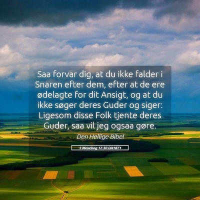 Picture 05 - 5 Mosebog 12:30 DA1871 - Saa forvar dig, at du ikke falder i Snaren efter - Bible Verse Picture