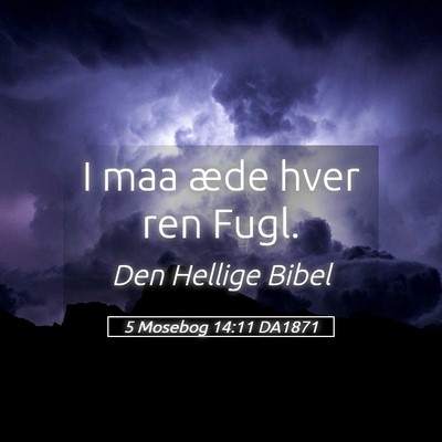 Picture 05 - 5 Mosebog 14:11 DA1871 - I maa æde hver ren - Bible Verse Picture