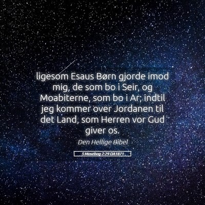 Picture 05 - 5 Mosebog 2:29 DA1871 - ligesom Esaus Børn gjorde imod mig, de som bo i - Bible Verse Picture