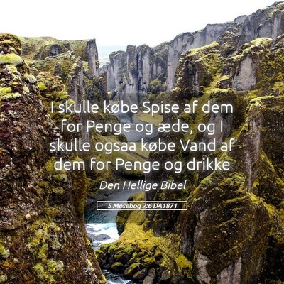 Picture 05 - 5 Mosebog 2:6 DA1871 - I skulle købe Spise af dem for Penge og æde, og - Bible Verse Picture