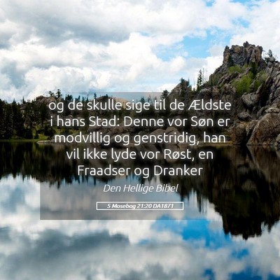 Picture 05 - 5 Mosebog 21:20 DA1871 - og de skulle sige til de Ældste i hans Stad: - Bible Verse Picture
