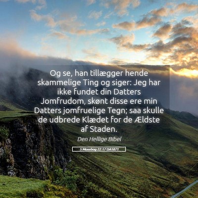 Picture 05 - 5 Mosebog 22:17 DA1871 - Og se, han tillægger hende skammelige Ting og - Bible Verse Picture