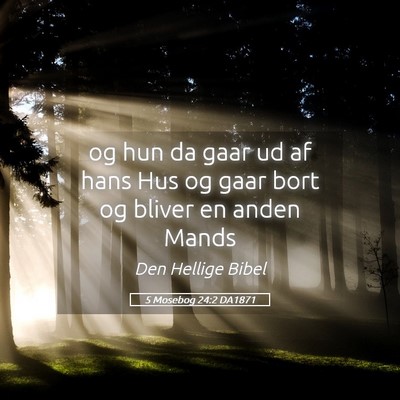 Picture 05 - 5 Mosebog 24:2 DA1871 - og hun da gaar ud af hans Hus og gaar bort og - Bible Verse Picture