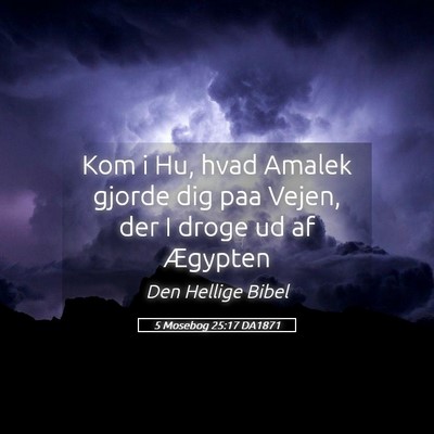 Picture 05 - 5 Mosebog 25:17 DA1871 - Kom i Hu, hvad Amalek gjorde dig paa Vejen, der I - Bible Verse Picture