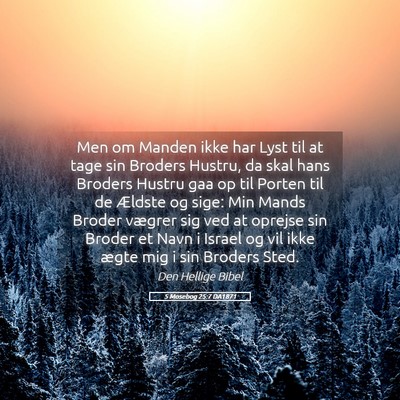 Picture 05 - 5 Mosebog 25:7 DA1871 - Men om Manden ikke har Lyst til at tage sin - Bible Verse Picture