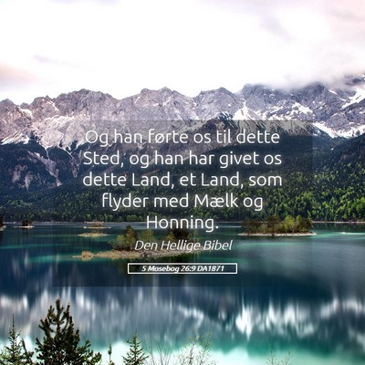 Picture 05 - 5 Mosebog 26:9 DA1871 - Og han førte os til dette Sted, og han har givet - Bible Verse Picture