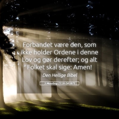 Picture 05 - 5 Mosebog 27:26 DA1871 - Forbandet være den, som ikke holder Ordene i - Bible Verse Picture