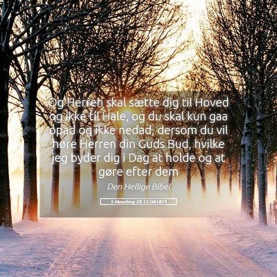 Picture 05 - 5 Mosebog 28:13 DA1871 - Og Herren skal sætte dig til Hoved og ikke til - Bible Verse Picture