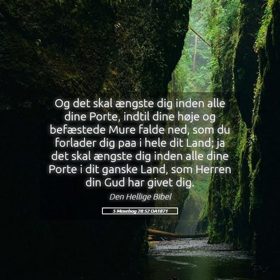 Picture 05 - 5 Mosebog 28:52 DA1871 - Og det skal ængste dig inden alle dine Porte, - Bible Verse Picture