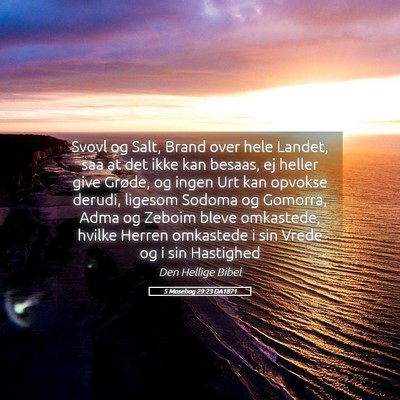 Picture 05 - 5 Mosebog 29:23 DA1871 - Svovl og Salt, Brand over hele Landet, saa at det - Bible Verse Picture